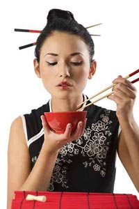 Japanerin, girl eating oriental food © photoCD