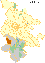 Eibach in Nürnbergs Außenstadt Süd, Lage des Stadtteils im Stadtplan