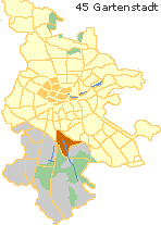 Gartenstadt in der Außenstadt Süd  Nürnberg, Lage des Stadtteils im Stadtplan