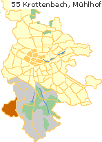 Krottenbach und Mühlhof in der Außenstadt Süd Nürnberg, Lage im Stadtplan