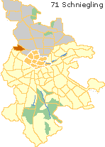 Schniegling in der Nordstadt von Nürnberg, Stadtplan mit Lage des Stadtteils