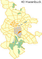 Hasenbuck in der Südstadt Nürnbergs,  Lage der Stadtteile im Stadtplan