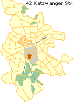 Katzwanger Straße in der Südstadt Nürnbergs, Lage des Statistischen Bezirkes im Stadtplan