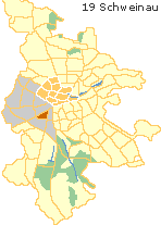 Schweinau in der Weststadt von Nürnberg, Lage des Stadtteils im Stadtplan