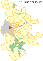 Sndersbhl in der Weststadt von  Nürnberg, Stadtplan zur Lage des Stadtteils